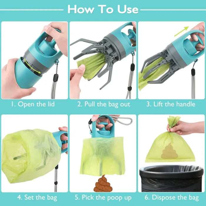 Portable Pet Waste Pickup Device with Waste Bag Options