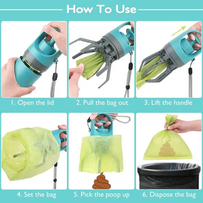 Portable Pet Waste Pickup Device with Waste Bag Options