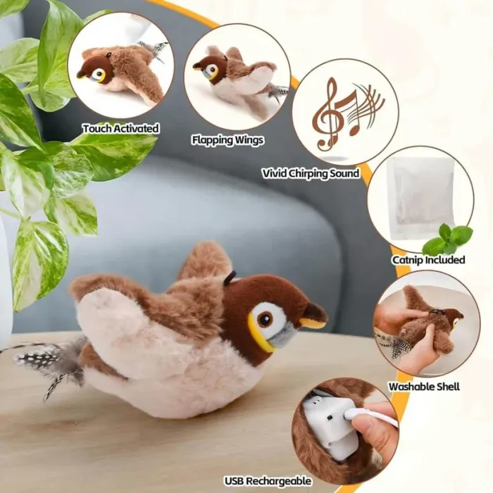 😻 Interactive Flapping Bird Cat Toy – Chase, Pounce & Play 🐦