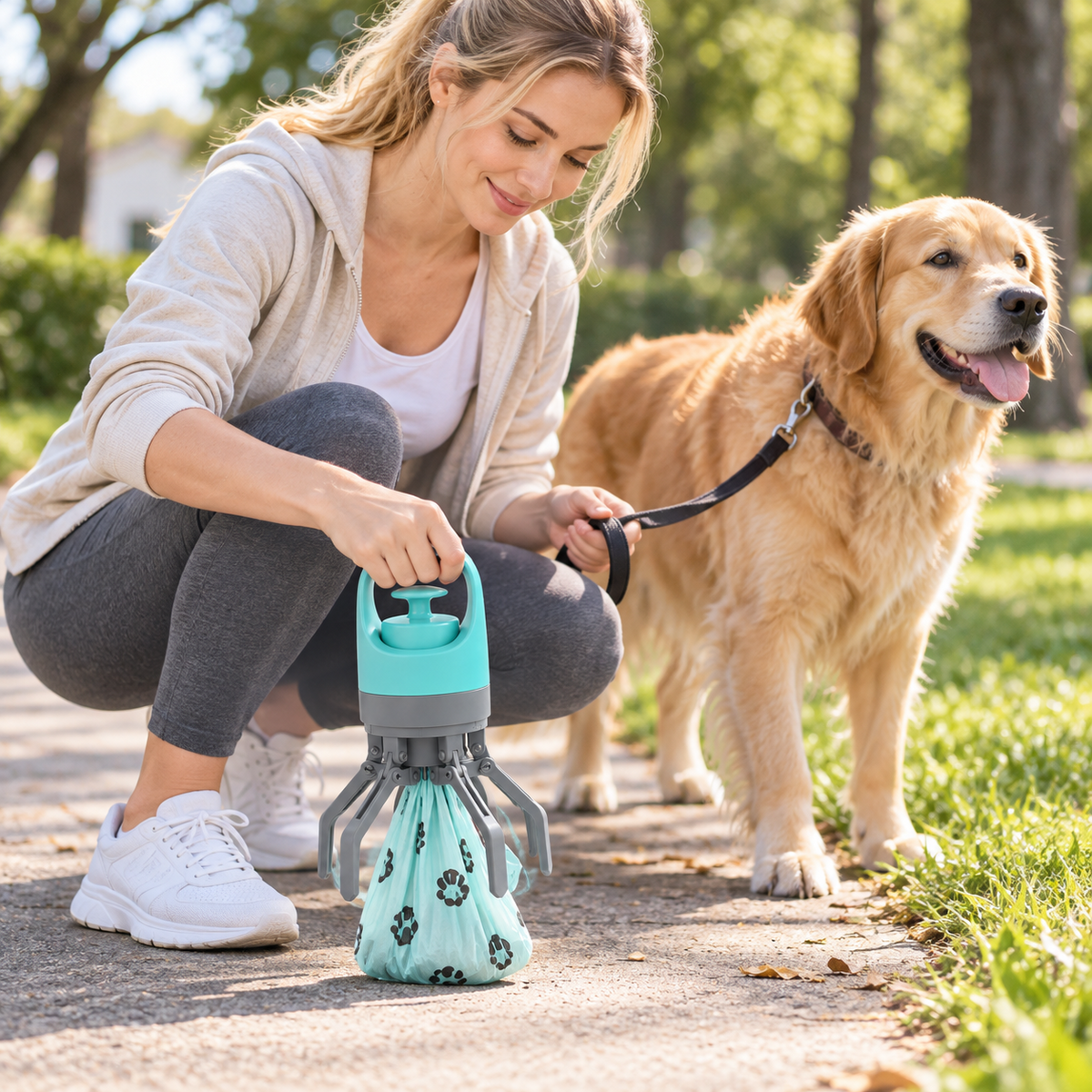 Portable Pet Waste Pickup Device with Waste Bag Options