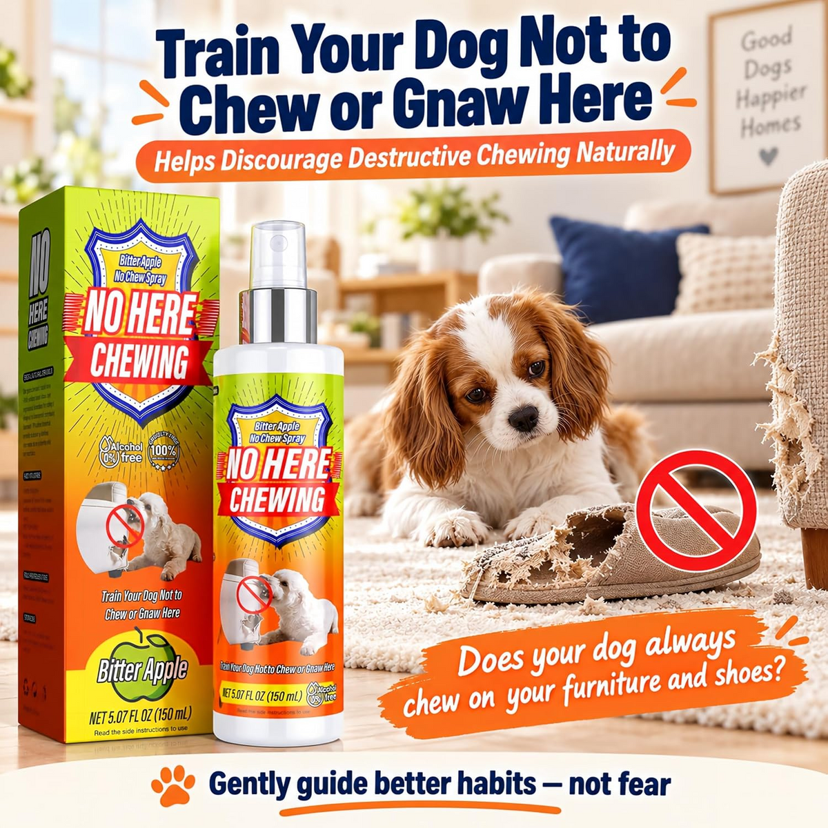 🍏 Stop the Chewing Habit – Bitter Apple Training Spray for Dogs 🐶