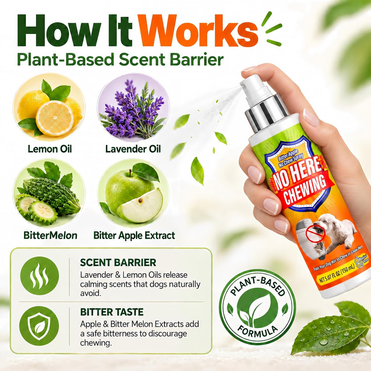 🍏 Stop the Chewing Habit – Bitter Apple Training Spray for Dogs 🐶