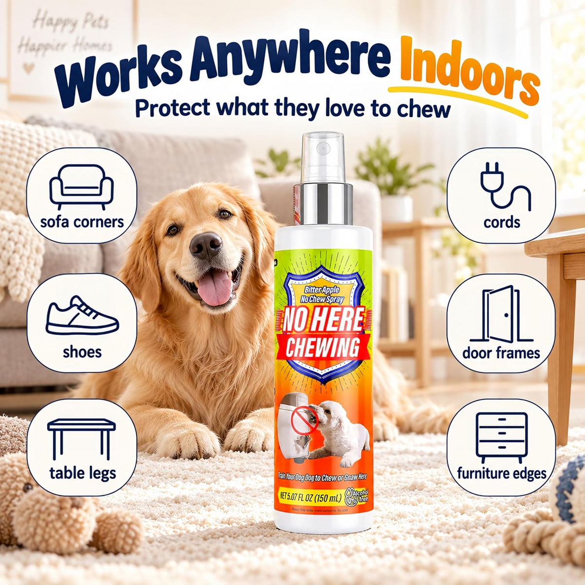 🍏 Stop the Chewing Habit – Bitter Apple Training Spray for Dogs 🐶