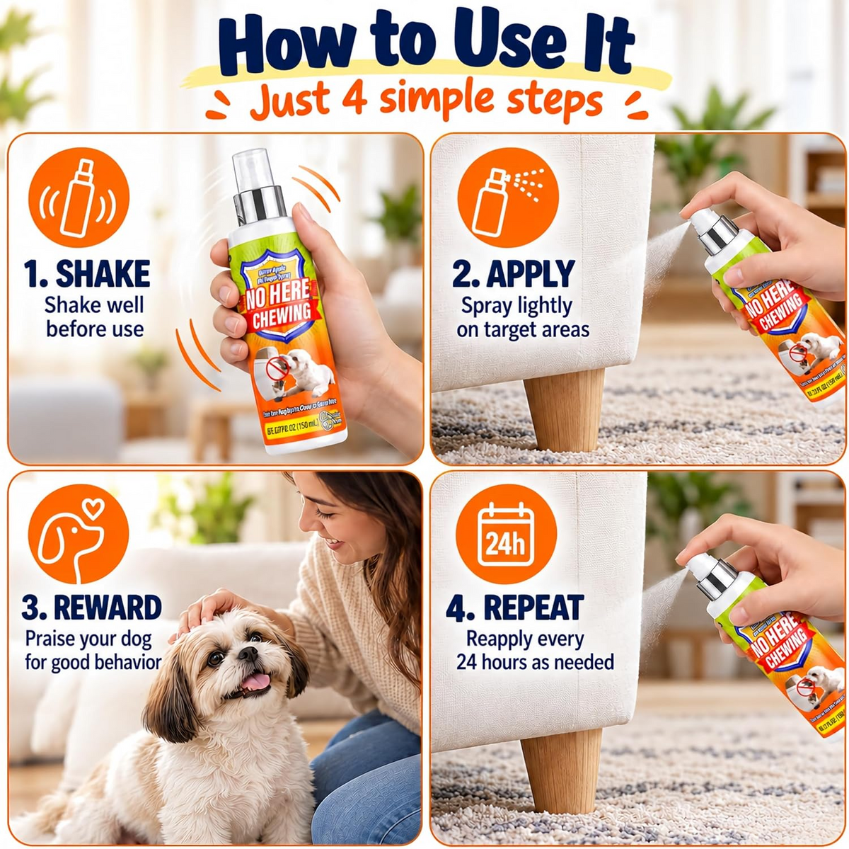 🍏 Stop the Chewing Habit – Bitter Apple Training Spray for Dogs 🐶