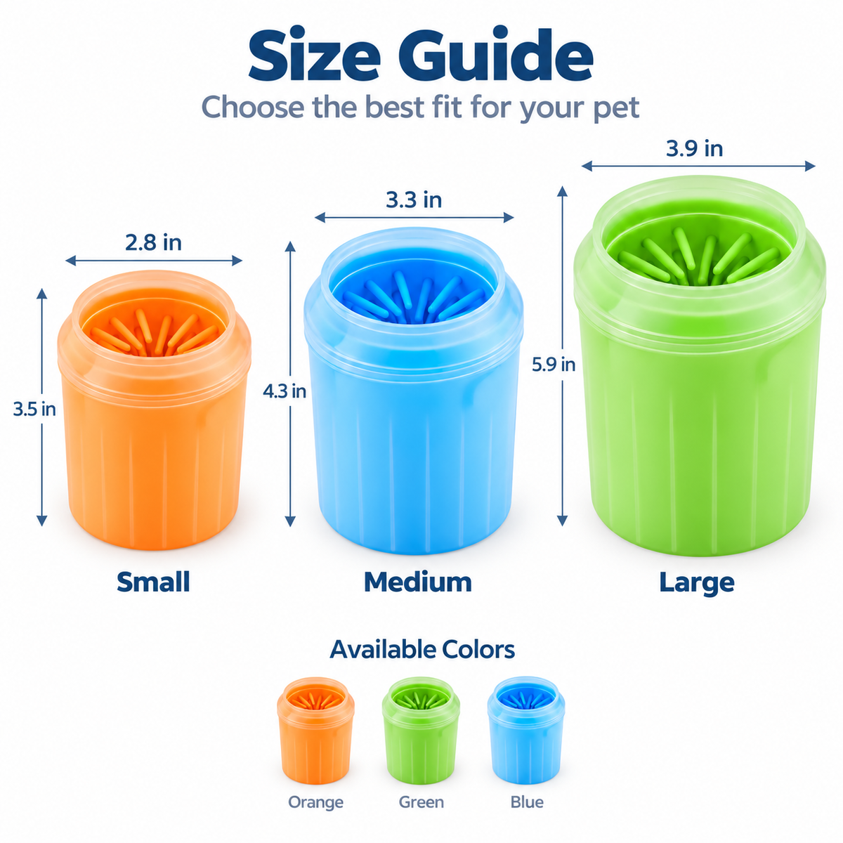 Multi-Size Pet Care Accessory – Orange, Green & Blue Options